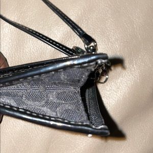 COACH Black Signature ID and Card Case Wristlet